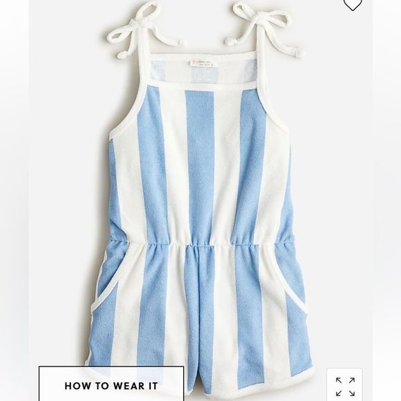 J. Crew Girls' tie-shoulder romper in towel terry* - Picture 2 of 6